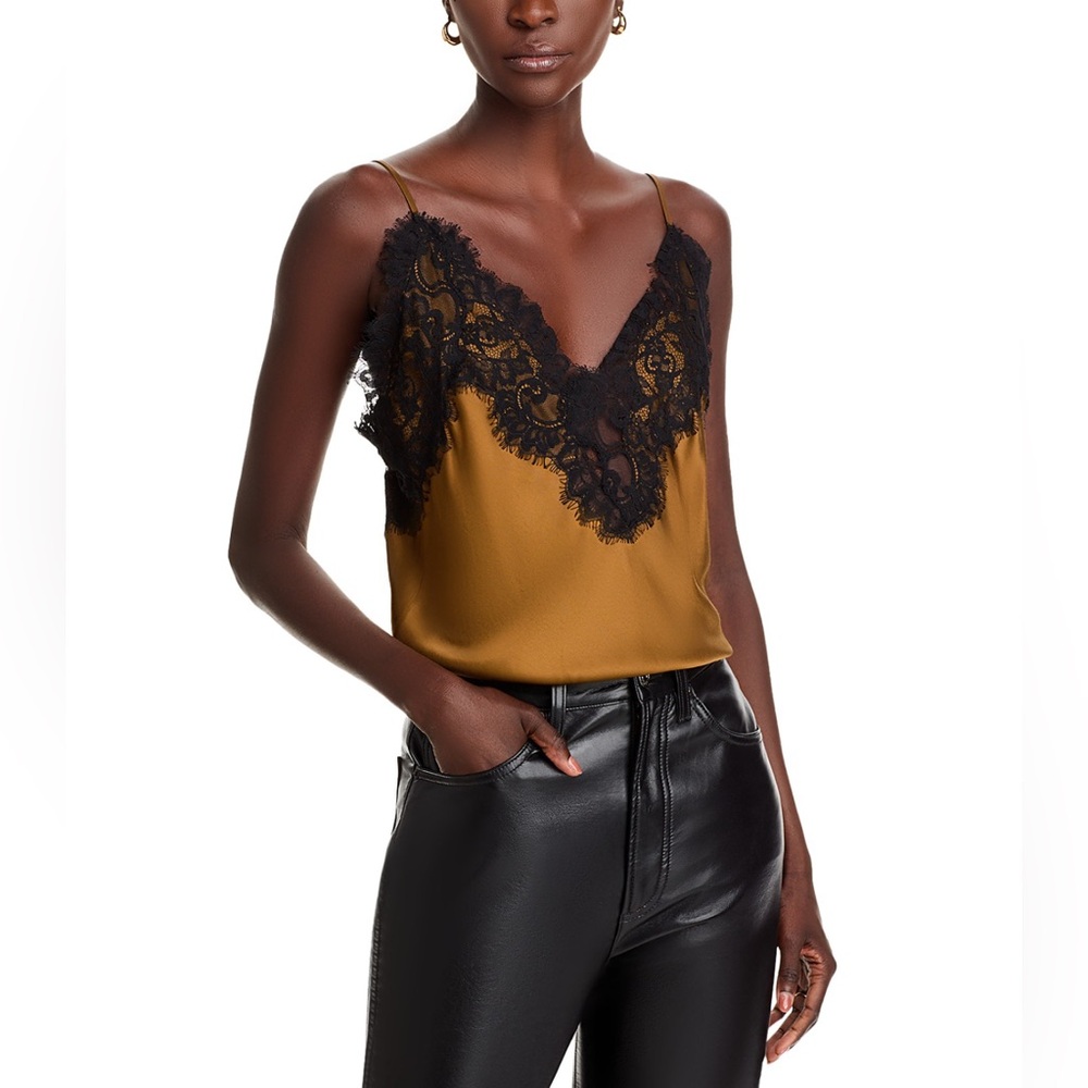 A.L.C. Mustard and Black Lace Camisole